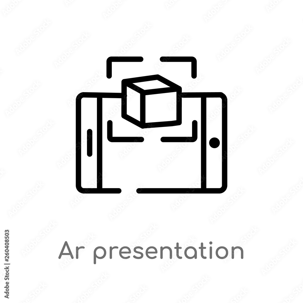 outline ar presentation vector icon. isolated black simple line element illustration from general-1 concept. editable vector stroke ar presentation icon on white background outline ar presentation vector icon. isolated black simple line element illustration from general-1 concept. editable vector stroke ar presentation icon on white background