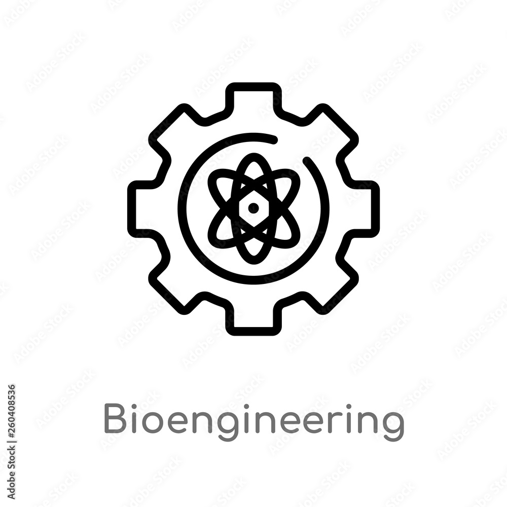 outline bioengineering vector icon. isolated black simple line element illustration from general-1 concept. editable vector stroke bioengineering icon on white background