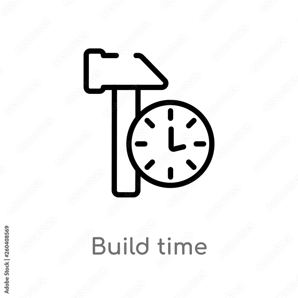 outline build time vector icon. isolated black simple line element illustration from general-1 concept. editable vector stroke build time icon on white background outline build time vector icon. isolated black simple line element illustration from general-1 concept. editable vector stroke build time icon on white background