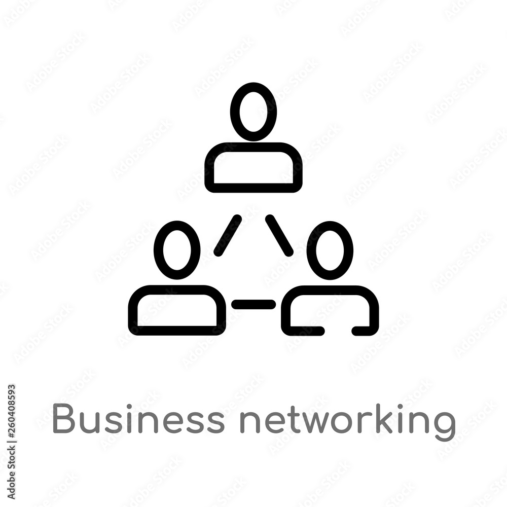 outline business networking vector icon. isolated black simple line element illustration from general-1 concept. editable vector stroke business networking icon on white background outline business networking vector icon. isolated black simple line element illustration from general-1 concept. editable vector stroke business networking icon on white background