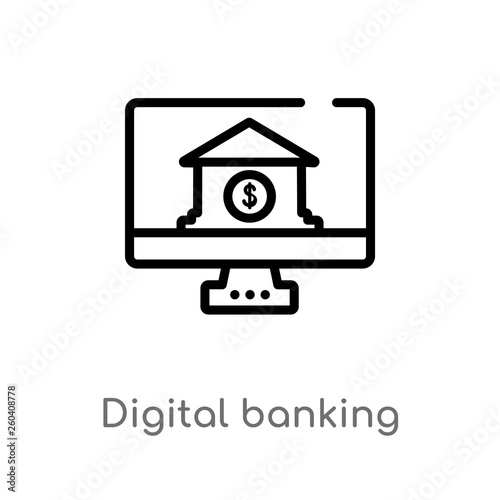 outline digital banking vector icon. isolated black simple line element illustration from general-1 concept. editable vector stroke digital banking icon on white background
