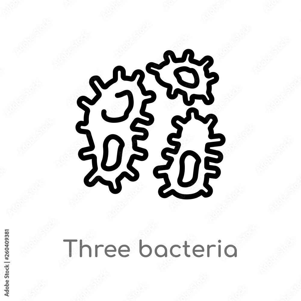 outline three bacteria vector icon. isolated black simple line element illustration from human body parts concept. editable vector stroke three bacteria icon on white background outline three bacteria vector icon. isolated black simple line element illustration from human body parts concept. editable vector stroke three bacteria icon on white background