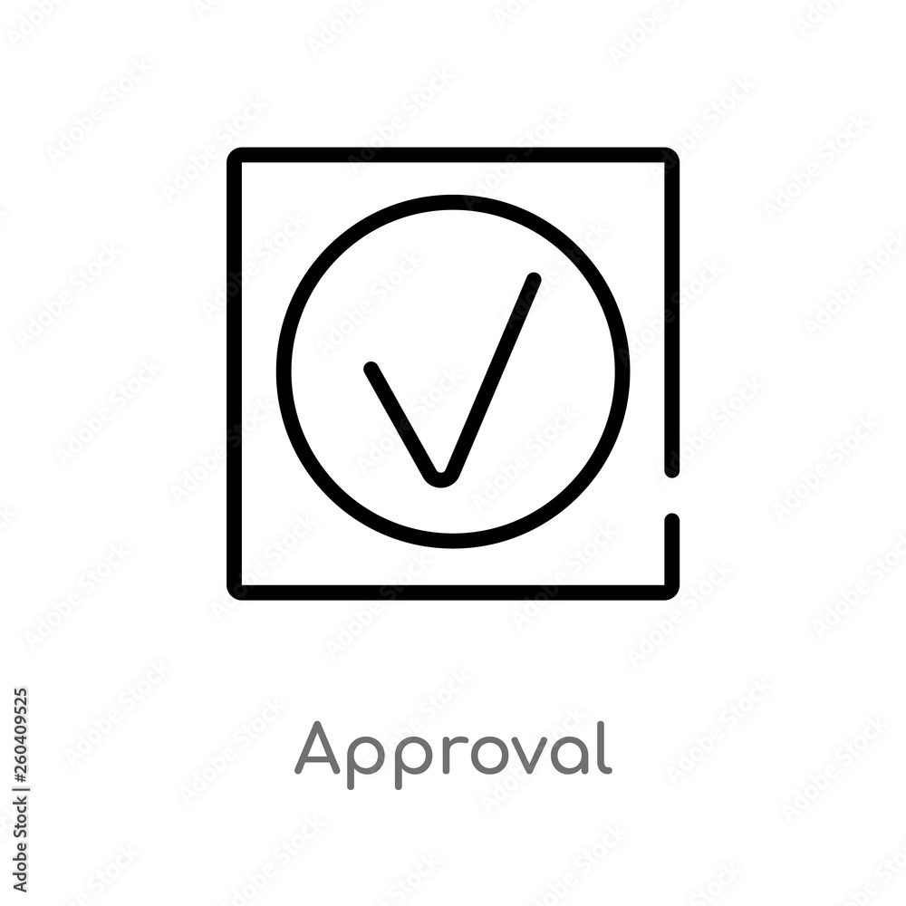 outline approval vector icon. isolated black simple line element illustration from human resources concept. editable vector stroke approval icon on white background outline approval vector icon. isolated black simple line element illustration from human resources concept. editable vector stroke approval icon on white background