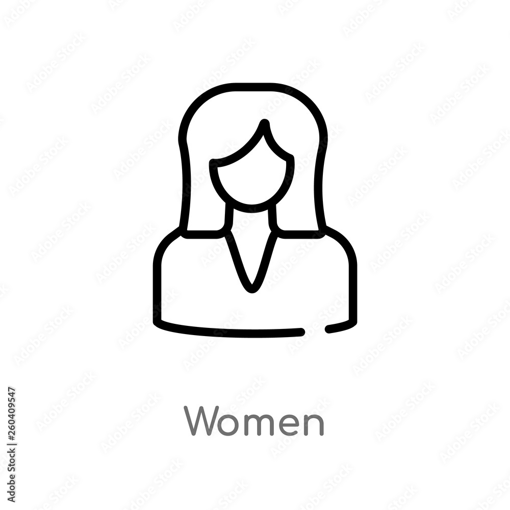 outline women vector icon. isolated black simple line element illustration from human resources concept. editable vector stroke women icon on white background