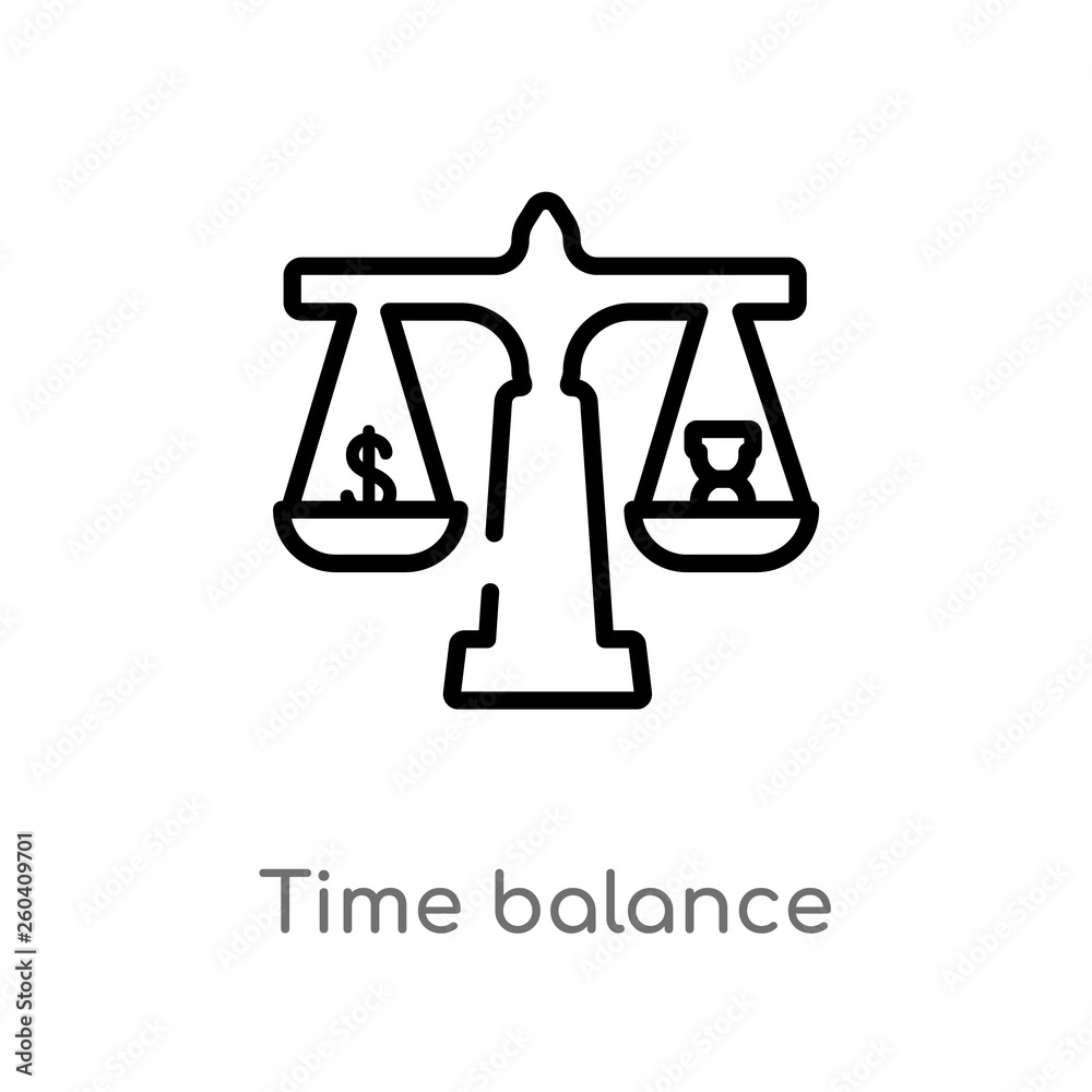 outline time balance vector icon. isolated black simple line element illustration from human resources concept. editable vector stroke time balance icon on white background outline time balance vector icon. isolated black simple line element illustration from human resources concept. editable vector stroke time balance icon on white background