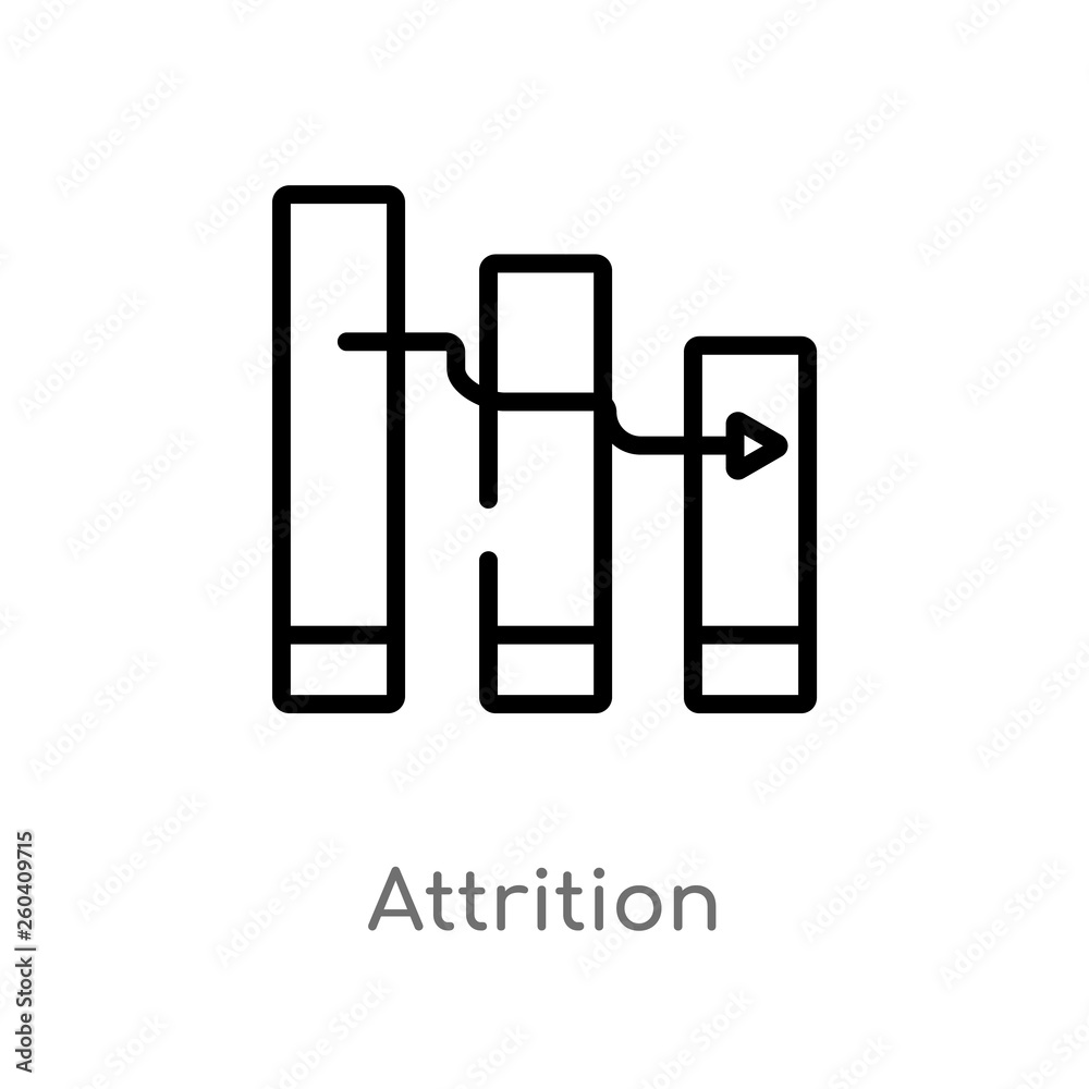 outline attrition vector icon. isolated black simple line element illustration from human resources concept. editable vector stroke attrition icon on white background