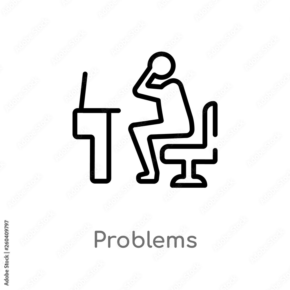 Fototapeta premium outline problems vector icon. isolated black simple line element illustration from job resume concept. editable vector stroke problems icon on white background