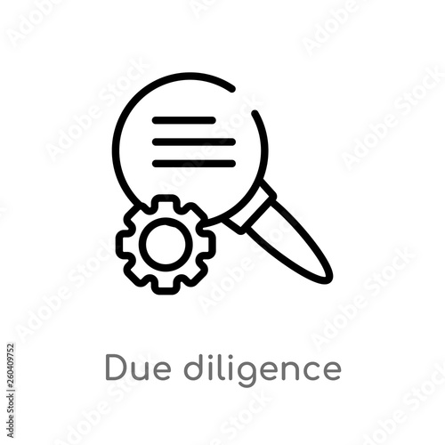outline due diligence vector icon. isolated black simple line element illustration from human resources concept. editable vector stroke due diligence icon on white background