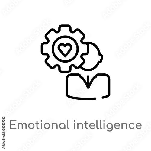 outline emotional intelligence vector icon. isolated black simple line element illustration from human resources concept. editable vector stroke emotional intelligence icon on white background