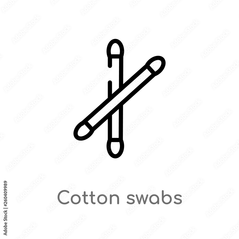 outline cotton swabs vector icon. isolated black simple line element illustration from hygiene concept. editable vector stroke cotton swabs icon on white background