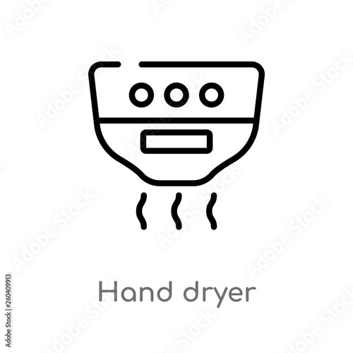 outline hand dryer vector icon. isolated black simple line element illustration from hygiene concept. editable vector stroke hand dryer icon on white background