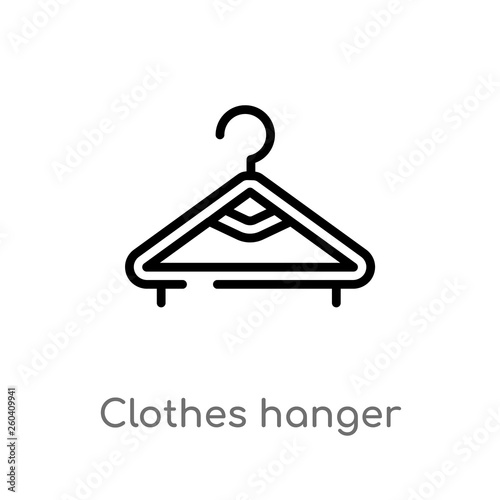 outline clothes hanger vector icon. isolated black simple line element illustration from hygiene concept. editable vector stroke clothes hanger icon on white background