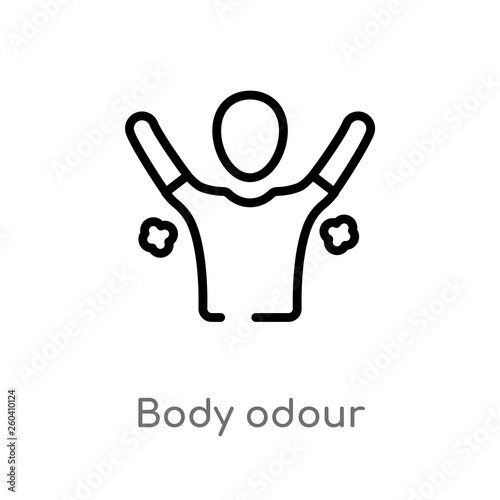 outline body odour vector icon. isolated black simple line element illustration from hygiene concept. editable vector stroke body odour icon on white background