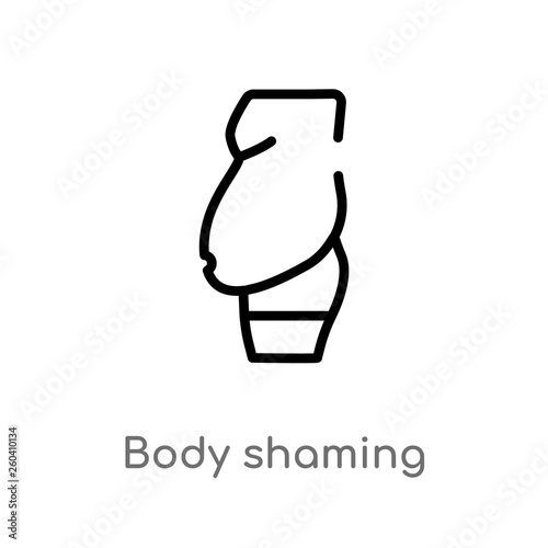 outline body shaming vector icon. isolated black simple line element illustration from hygiene concept. editable vector stroke body shaming icon on white background