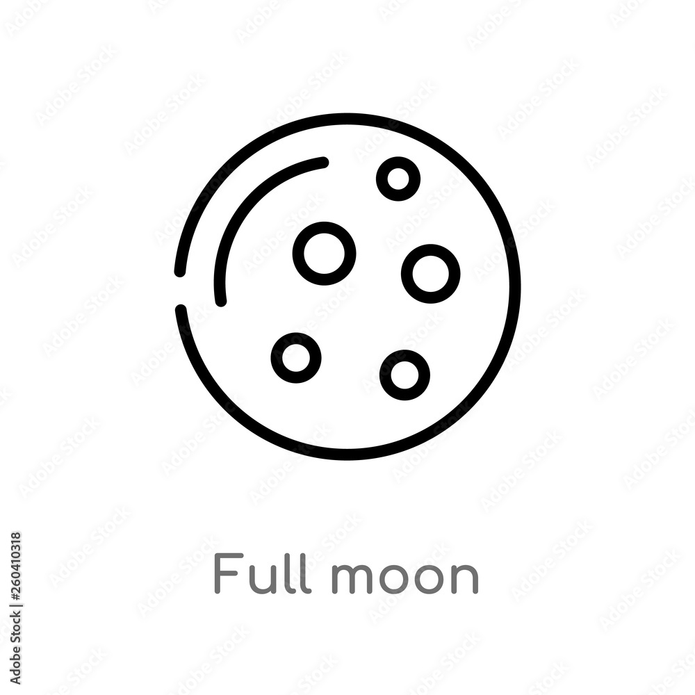 outline full moon vector icon. isolated black simple line element illustration from india and holi concept. editable vector stroke full moon icon on white background