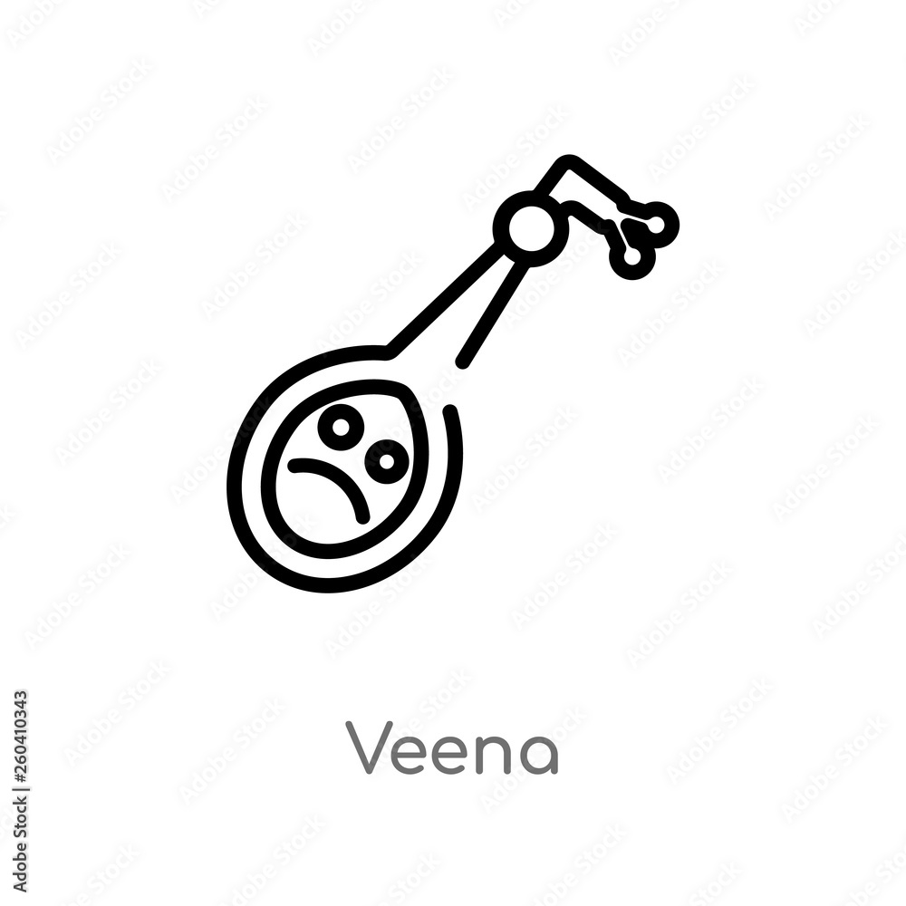 outline veena vector icon. isolated black simple line element illustration from india and holi concept. editable vector stroke veena icon on white background outline veena vector icon. isolated black simple line element illustration from india and holi concept. editable vector stroke veena icon on white background