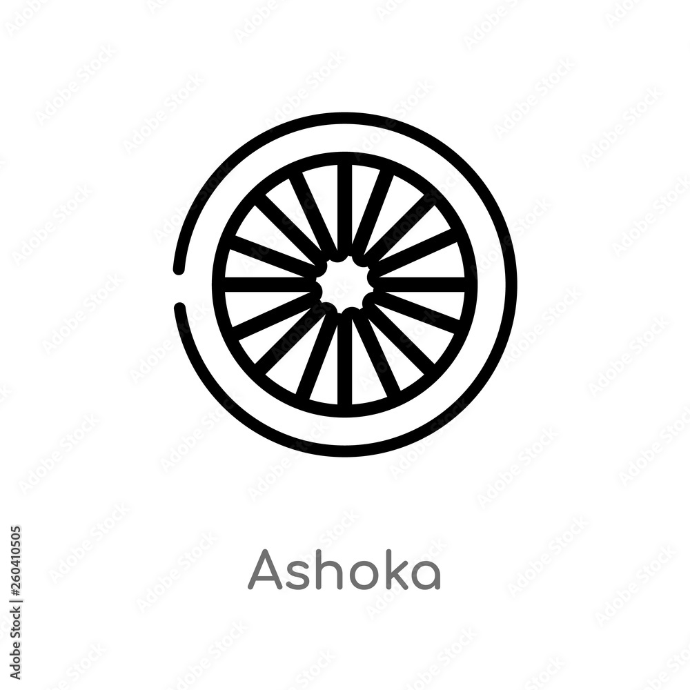 outline ashoka vector icon. isolated black simple line element illustration from india concept. editable vector stroke ashoka icon on white background outline ashoka vector icon. isolated black simple line element illustration from india concept. editable vector stroke ashoka icon on white background