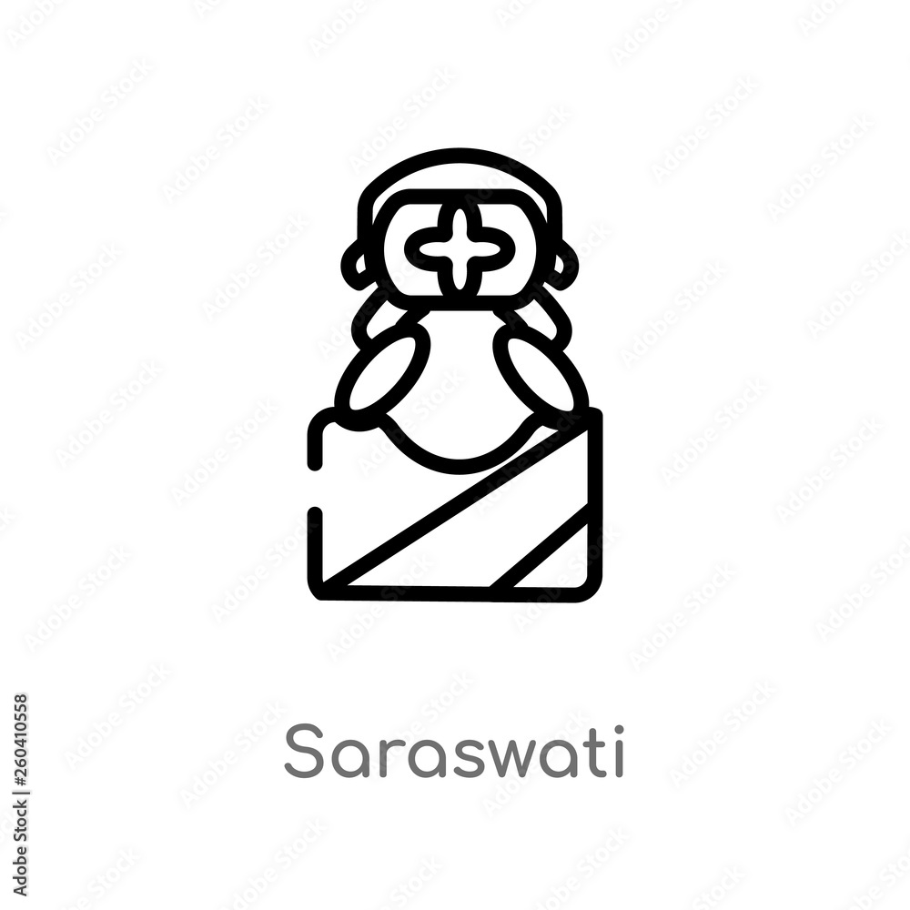 outline saraswati vector icon. isolated black simple line element illustration from india concept. editable vector stroke saraswati icon on white background outline saraswati vector icon. isolated black simple line element illustration from india concept. editable vector stroke saraswati icon on white background