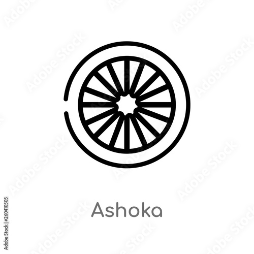 outline ashoka vector icon. isolated black simple line element illustration from india concept. editable vector stroke ashoka icon on white background