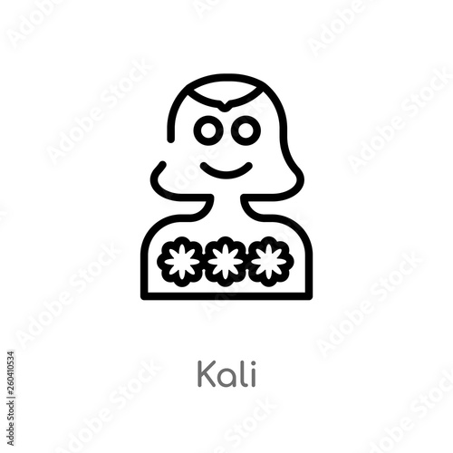 outline kali vector icon. isolated black simple line element illustration from india concept. editable vector stroke kali icon on white background
