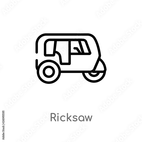 outline ricksaw vector icon. isolated black simple line element illustration from india concept. editable vector stroke ricksaw icon on white background