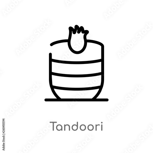 outline tandoori vector icon. isolated black simple line element illustration from india concept. editable vector stroke tandoori icon on white background