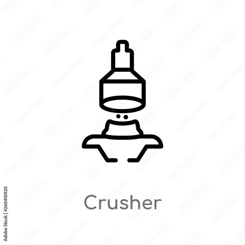 outline crusher vector icon. isolated black simple line element illustration from industry concept. editable vector stroke crusher icon on white background outline crusher vector icon. isolated black simple line element illustration from industry concept. editable vector stroke crusher icon on white background