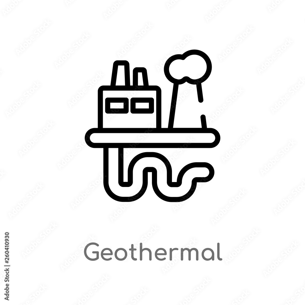 outline geothermal vector icon. isolated black simple line element illustration from industry concept. editable vector stroke geothermal icon on white background outline geothermal vector icon. isolated black simple line element illustration from industry concept. editable vector stroke geothermal icon on white background