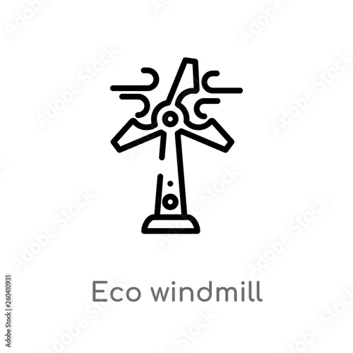 outline eco windmill vector icon. isolated black simple line element illustration from industry concept. editable vector stroke eco windmill icon on white background