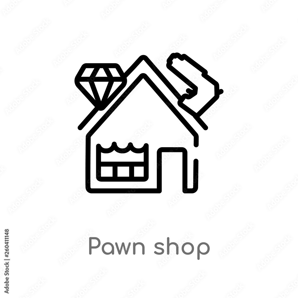 Fototapeta premium outline pawn shop vector icon. isolated black simple line element illustration from jewelry concept. editable vector stroke pawn shop icon on white background