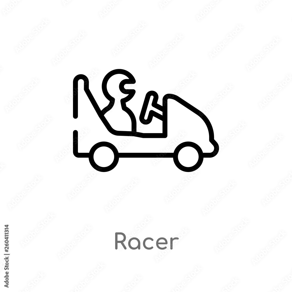 outline racer vector icon. isolated black simple line element illustration from job profits concept. editable vector stroke racer icon on white background outline racer vector icon. isolated black simple line element illustration from job profits concept. editable vector stroke racer icon on white background