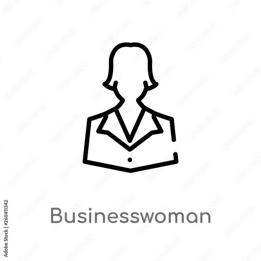 outline businesswoman vector icon. isolated black simple line element illustration from job profits concept. editable vector stroke businesswoman icon on white background