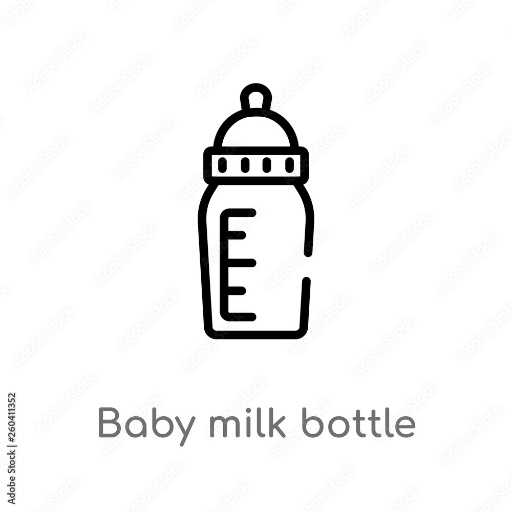 outline baby milk bottle vector icon. isolated black simple line element illustration from kid and baby concept. editable vector stroke baby milk bottle icon on white background outline baby milk bottle vector icon. isolated black simple line element illustration from kid and baby concept. editable vector stroke baby milk bottle icon on white background