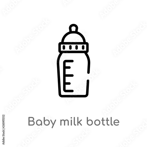 outline baby milk bottle vector icon. isolated black simple line element illustration from kid and baby concept. editable vector stroke baby milk bottle icon on white background