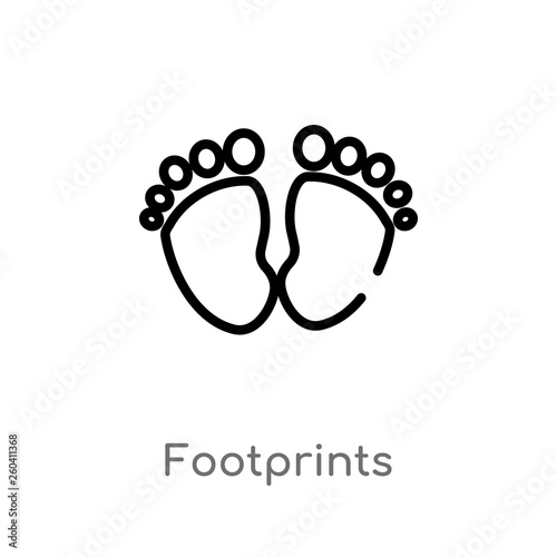 outline footprints vector icon. isolated black simple line element illustration from kid and baby concept. editable vector stroke footprints icon on white background