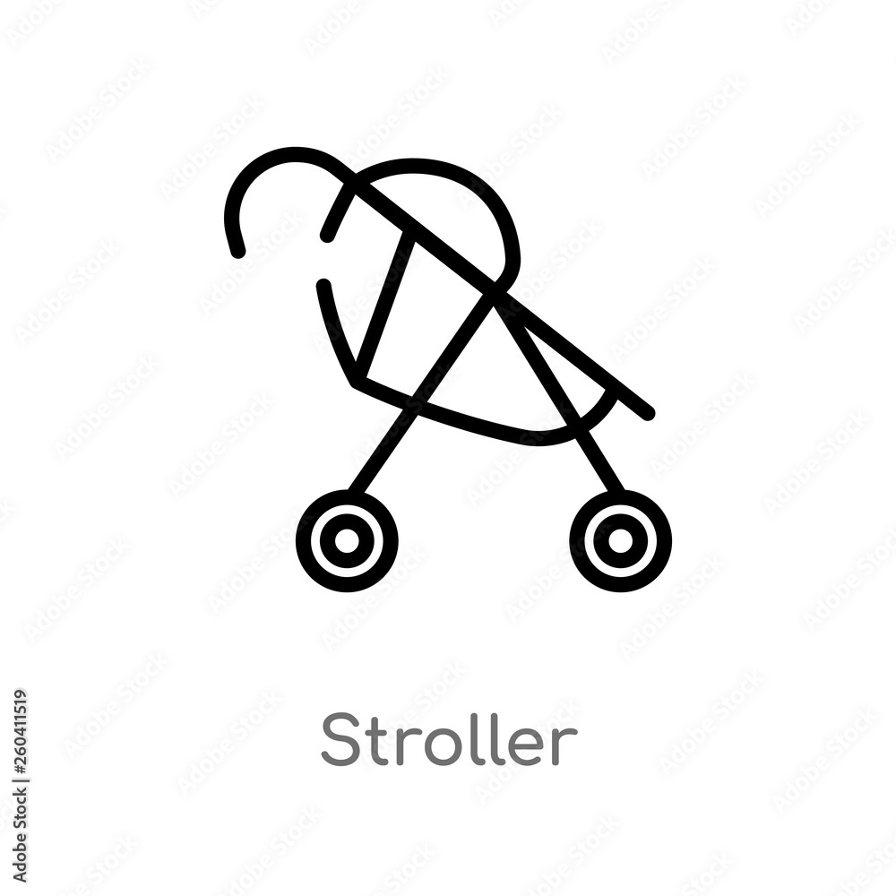 outline stroller vector icon. isolated black simple line element