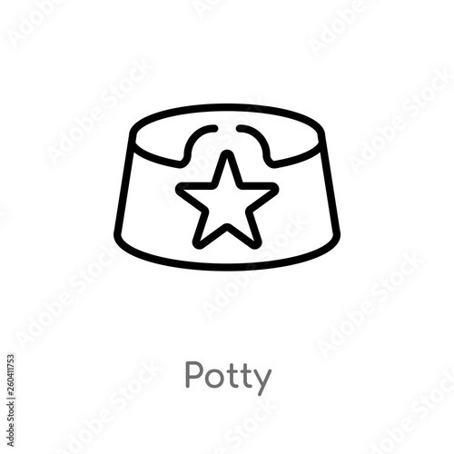 outline potty vector icon. isolated black simple line element illustration from kids and baby concept. editable vector stroke potty icon on white background