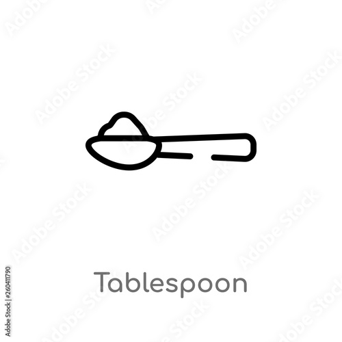 outline tablespoon vector icon. isolated black simple line element illustration from kitchen concept. editable vector stroke tablespoon icon on white background