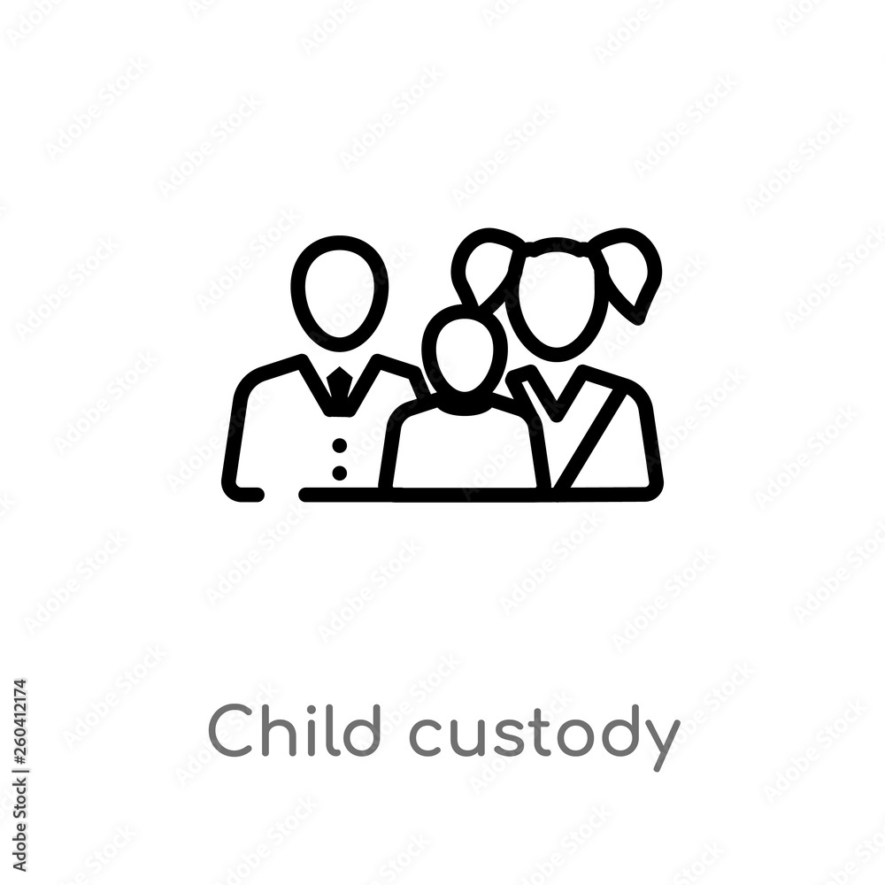 outline child custody vector icon. isolated black simple line element illustration from law and justice concept. editable vector stroke child custody icon on white background