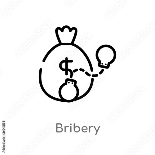 outline bribery vector icon. isolated black simple line element illustration from law and justice concept. editable vector stroke bribery icon on white background