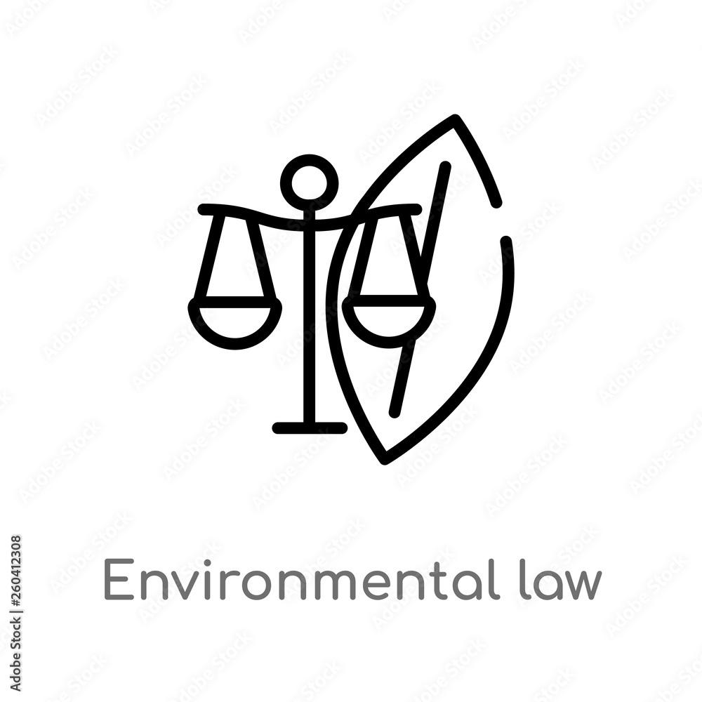 outline environmental law vector icon. isolated black simple line element illustration from law and justice concept. editable vector stroke environmental law icon on white background