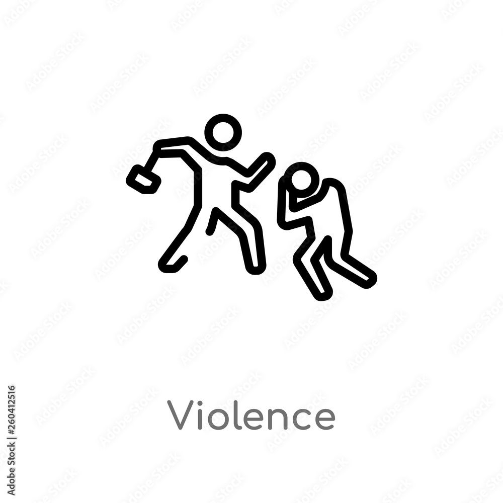 outline violence vector icon. isolated black simple line element illustration from law and justice concept. editable vector stroke violence icon on white background outline violence vector icon. isolated black simple line element illustration from law and justice concept. editable vector stroke violence icon on white background