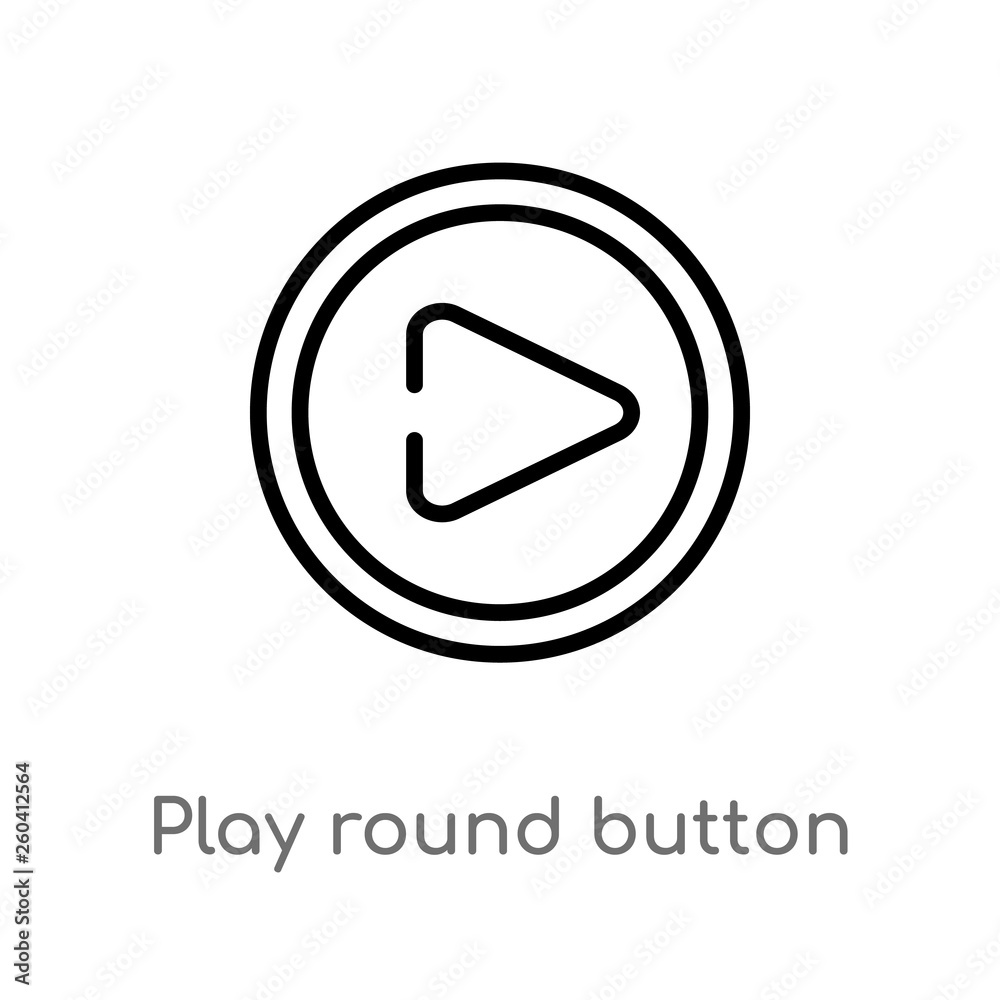 outline play round button vector icon. isolated black simple line element illustration from logo concept. editable vector stroke play round button icon on white background outline play round button vector icon. isolated black simple line element illustration from logo concept. editable vector stroke play round button icon on white background