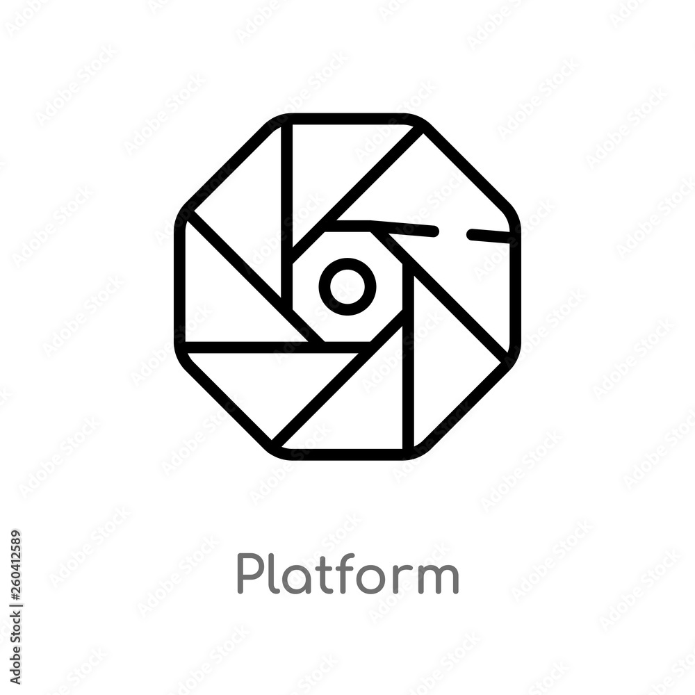 outline platform vector icon. isolated black simple line element illustration from logo concept. editable vector stroke platform icon on white background outline platform vector icon. isolated black simple line element illustration from logo concept. editable vector stroke platform icon on white background