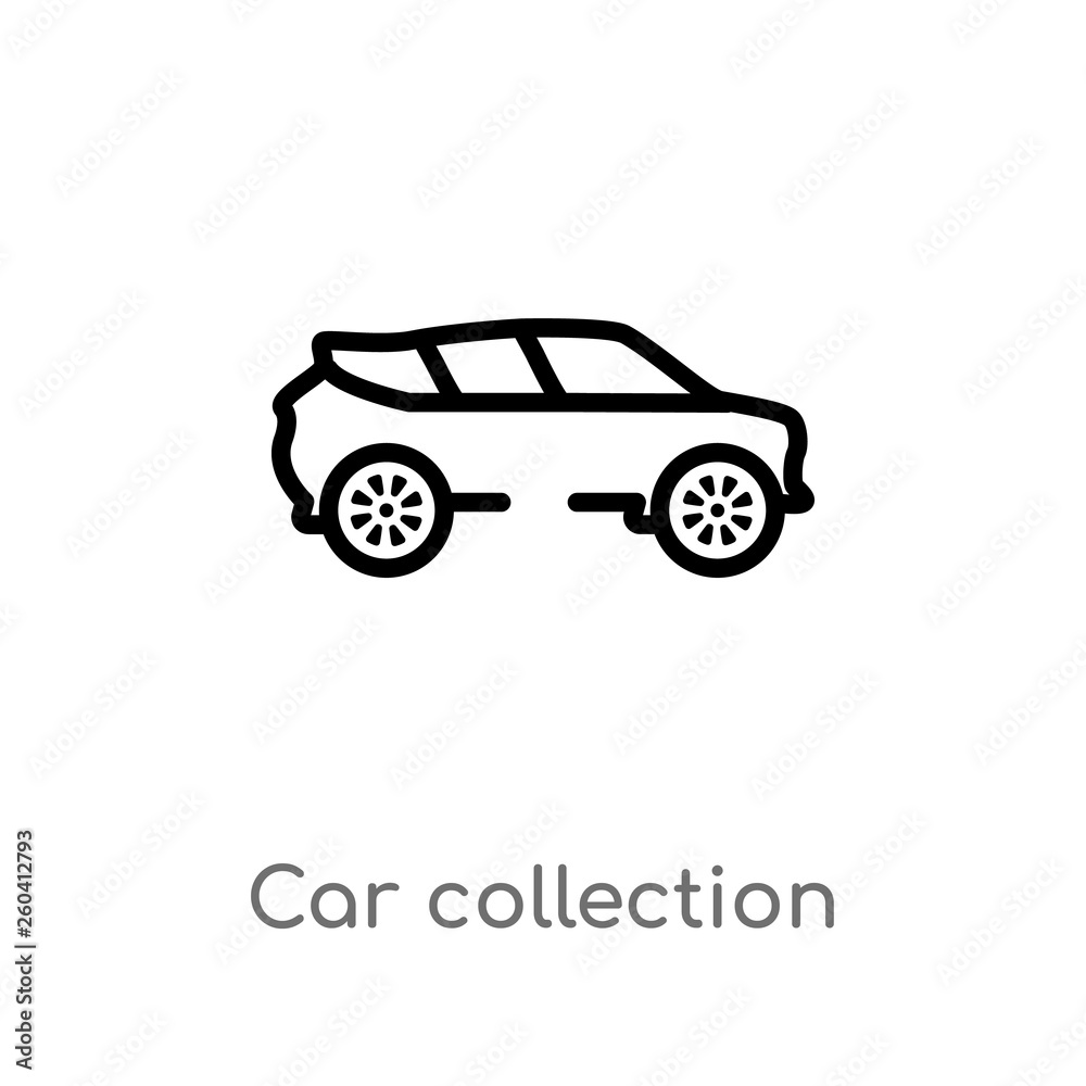 outline car collection vector icon. isolated black simple line element illustration from luxury concept. editable vector stroke car collection icon on white background