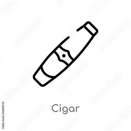 outline cigar vector icon. isolated black simple line element illustration from luxury concept. editable vector stroke cigar icon on white background