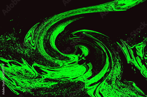  Black and green abstract drawing imitating movement.