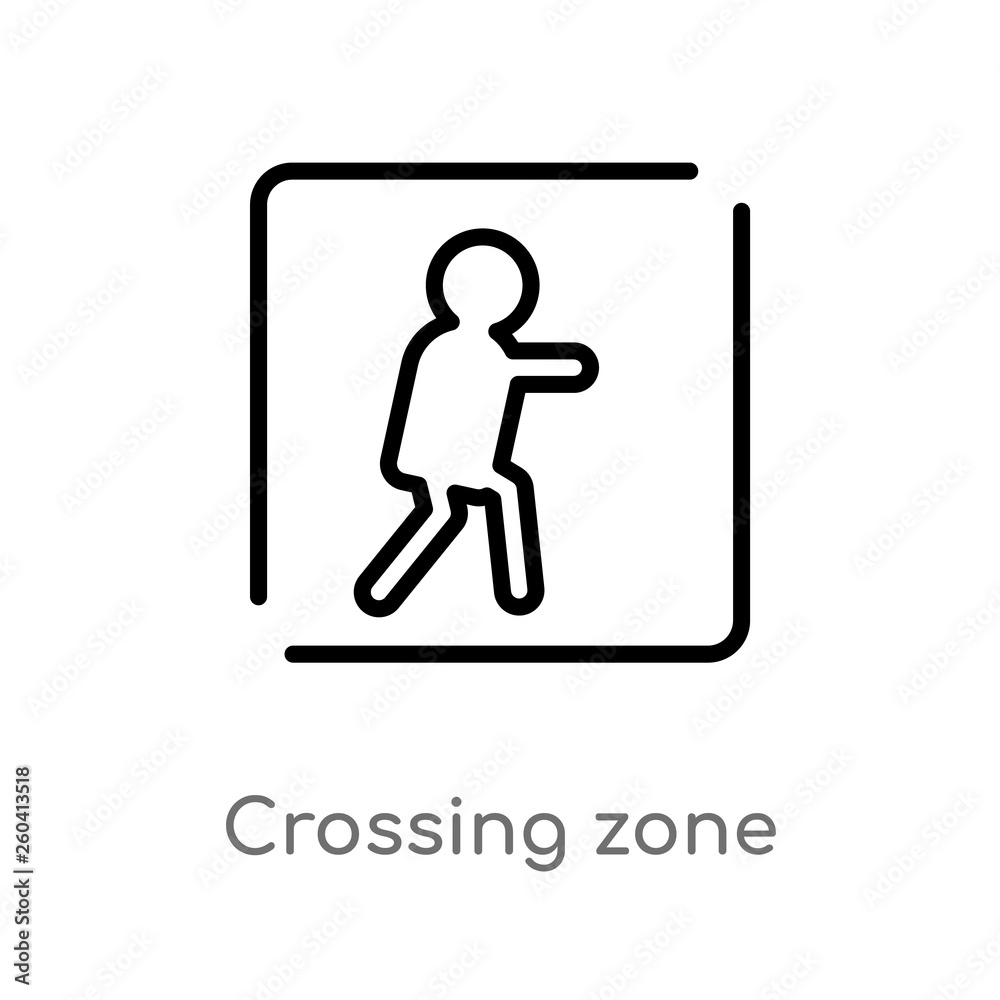 outline crossing zone vector icon. isolated black simple line element illustration from maps and flags concept. editable vector stroke crossing zone icon on white background outline crossing zone vector icon. isolated black simple line element illustration from maps and flags concept. editable vector stroke crossing zone icon on white background