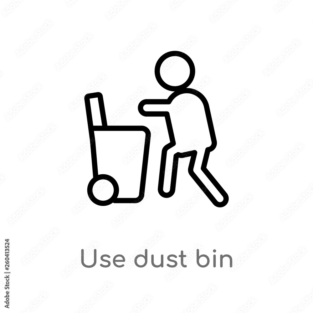 outline use dust bin vector icon. isolated black simple line element illustration from maps and flags concept. editable vector stroke use dust bin icon on white background