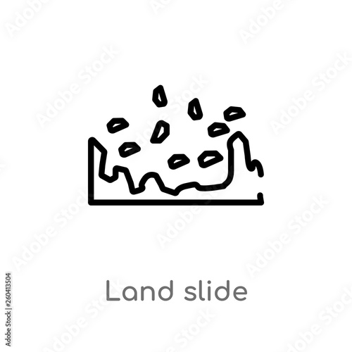outline land slide vector icon. isolated black simple line element illustration from maps and flags concept. editable vector stroke land slide icon on white background